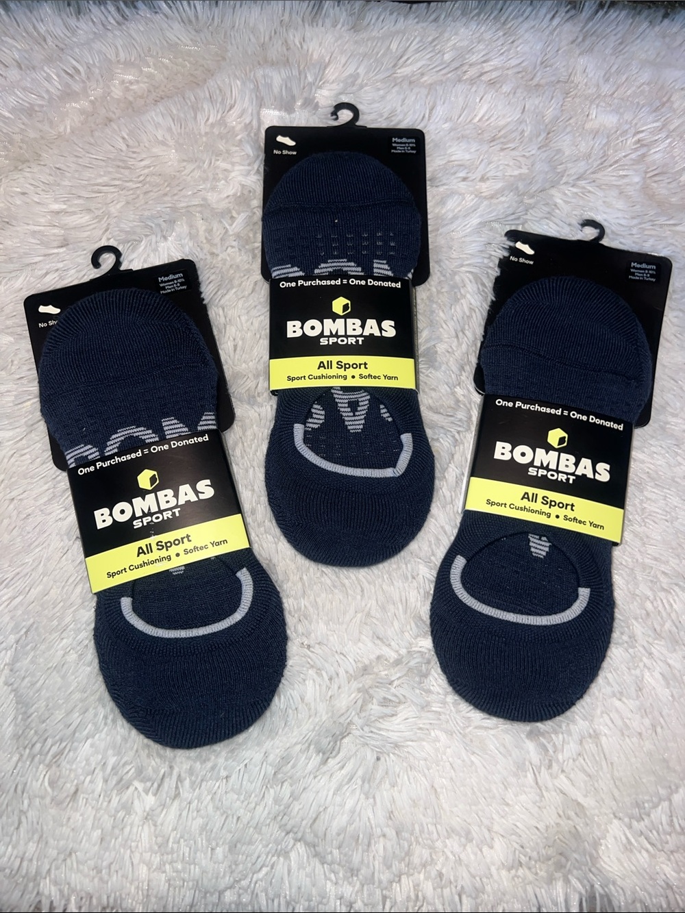 Three Pair BOMBAS SPORT CUSHIONED NO SHOWS
